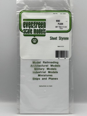 Evergreen Scale Models 9060 .060'' x 6'' x 12'' Polystyrene White Sheet