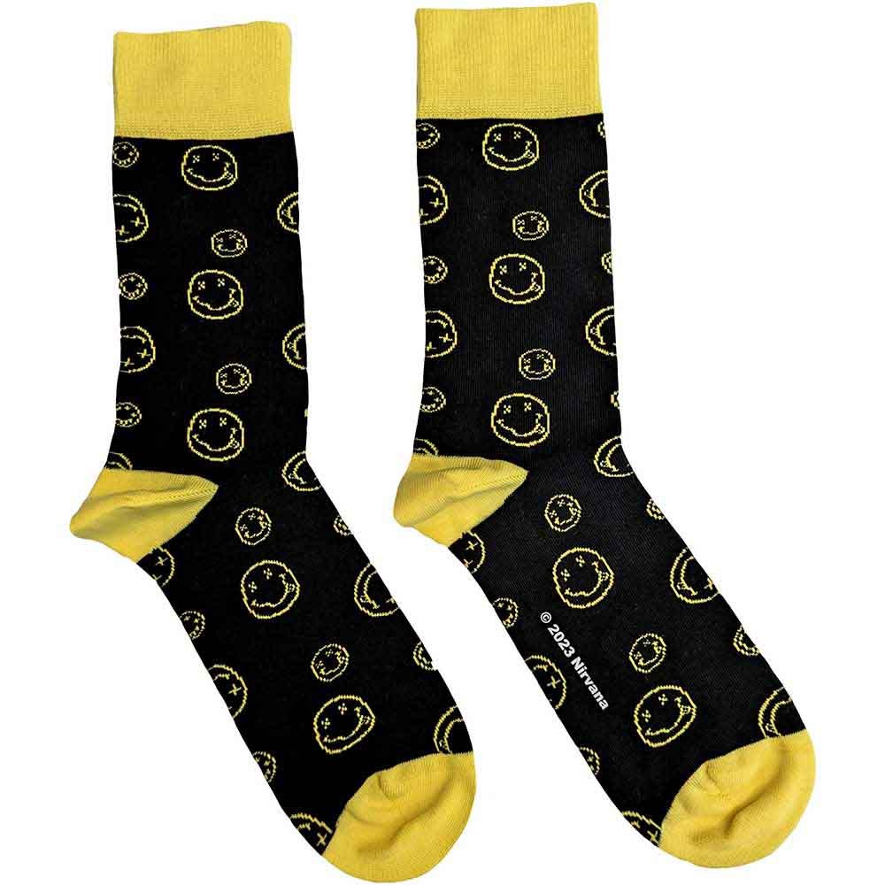 Nirvana Unisex Black Outline Smile Ankle Socks In - Image 3