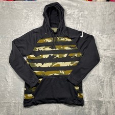 Nike Men's Therma-FIT Camo Stripe Hoodie Black Green Pullover Athletic Size L