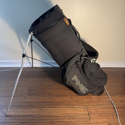 Vintage Ping Karsten Black Tan Golf Stand Bag Hoofer 4 Way Dual