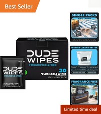 30 Count Travel-Size Unscented Flushable Wipes - Hypoallergenic  Eco-Friendly