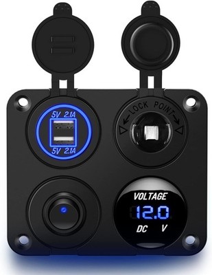 4 in 1 ON OFF Charger Socket Panel Dual USB Charger Power  Color: 4 in 1 Panel