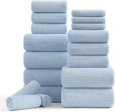18 Piece Bath Towels Set,100 Microfiber Family Bathroom Towel with Hanging