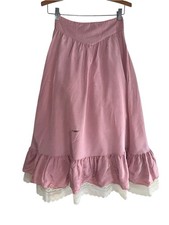 VTG Gunnies Gunne Sax Womens Taffeta Skirt Sz 9 Pink Ruffle Cottage Prairie READ
