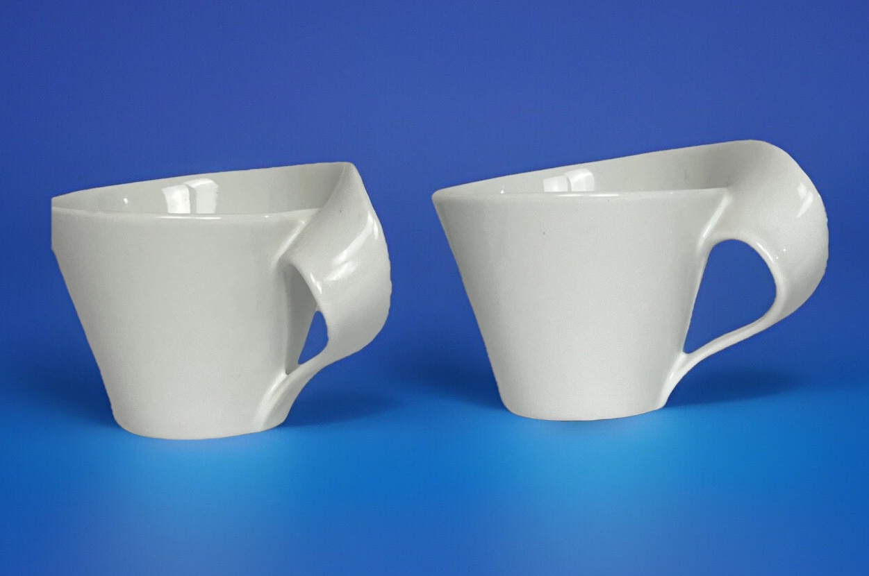 OKKO Coffee Cup Set MOMA Vintage Y2K Museum Modern Art Minimalist White Ceramic