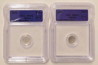 2 x 2026 Liberia 1/1000 Oz .999 Platinum $12 Easter Island Moal ICG MS70