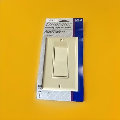  (AN) ***QTY 45*** Eagle C6501V Grounding Single Pole Decorator Rocker Light Sw