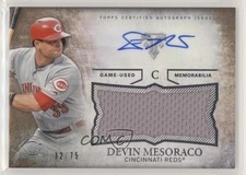 2015 Topps Triple Threads Unity Jumbo Relics Sepia 32/75 Devin Mesoraco Auto qc0
