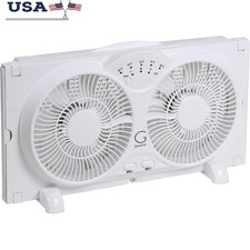 High Velocity Reversible Window Fan Dual Motors Expandable Side Panels 3 Speeds