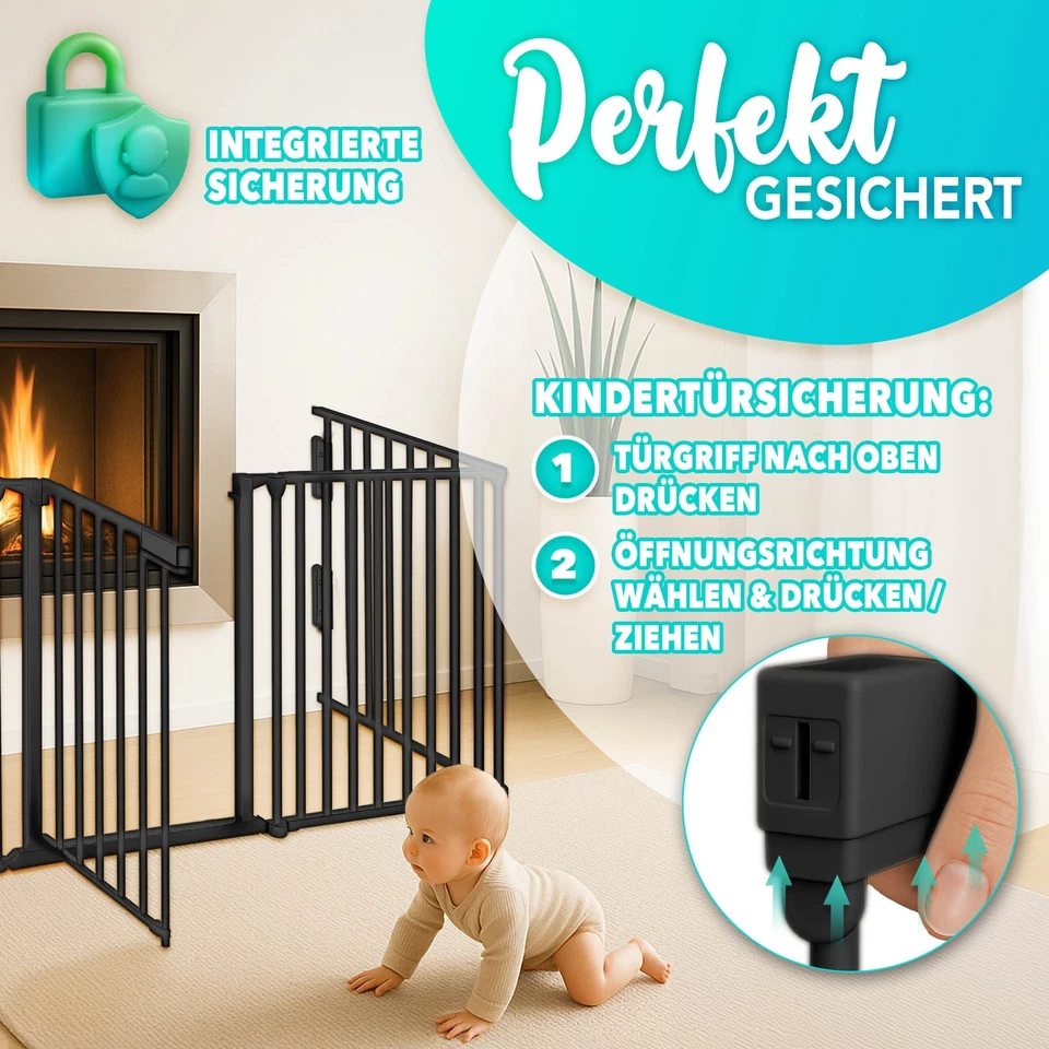 Kaminschutzgitter Baby Absperrgitter Ofenschutzgitter Laufstall Türschutzgitter - Bild 3 von 4