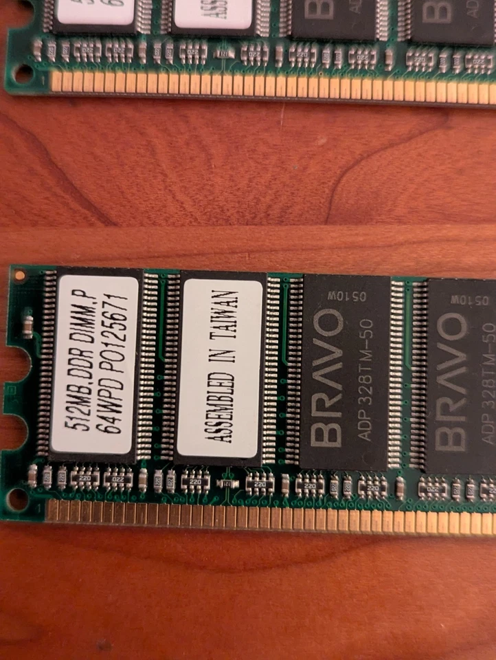 512MB (2×256MB) DDR1 Desktop RAM PC2100 DDR-266 184-Pin DIMM – Bravo Modules - Image 2 of 2