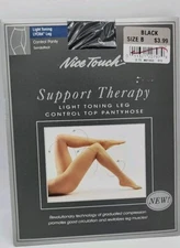 Sears Nice Touch Support Therapy Black Size B Pantyhose NEW