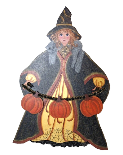 Salem Sadie Halloween Hexe signiert Carol Holz Wanddeko 20" hoch