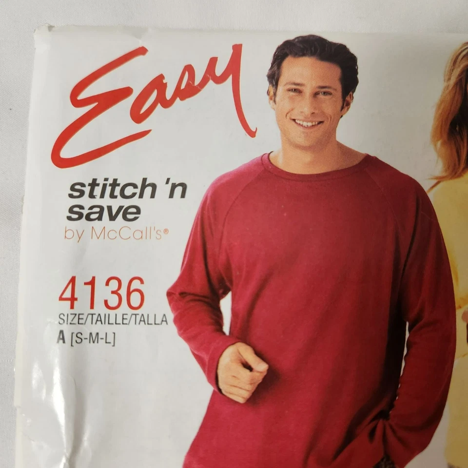 Uncut Easy stitch 'n save Mccalls 4136 S-M-L sewing pattern - Image 2 of 4