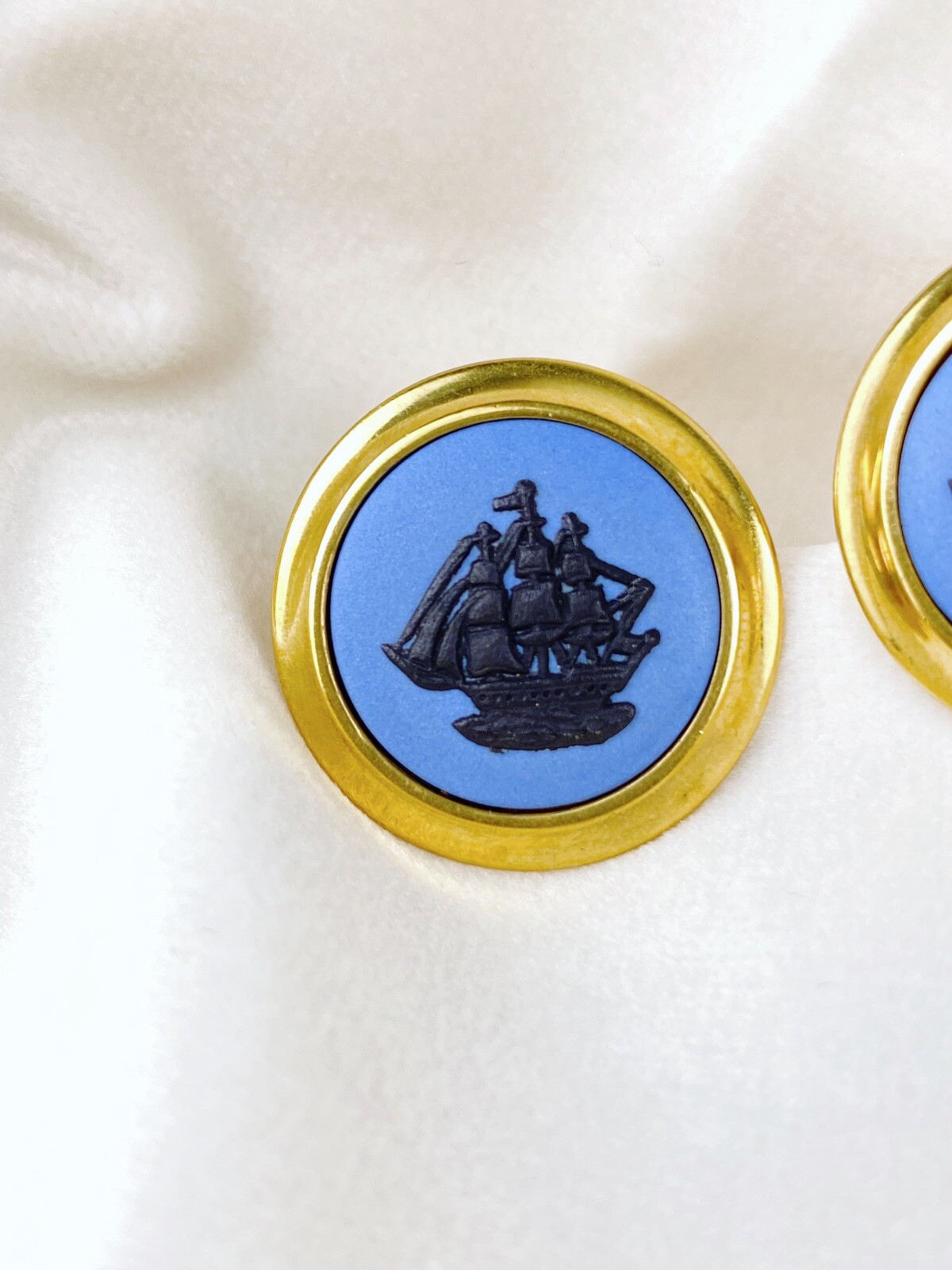 Vintage Wedgwood Cufflinks Ship Motif eBay