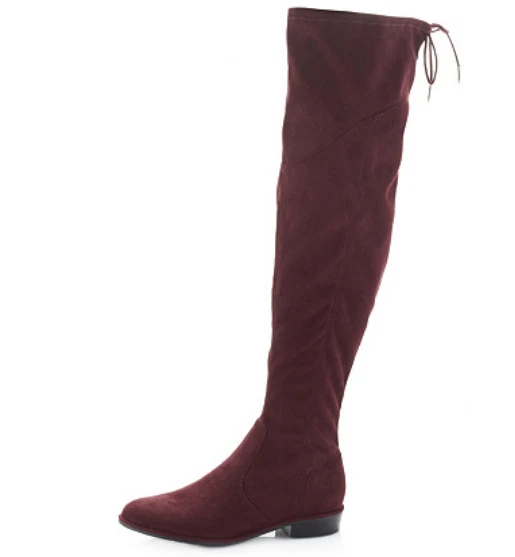 Marc Fisher Hulle Over The Knee Fabric Boot with Flat Heel Burgundy 7