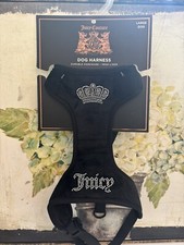 Juicy Couture Black Velvet Dog Harness With Rhinestone Logo NWT Size L
