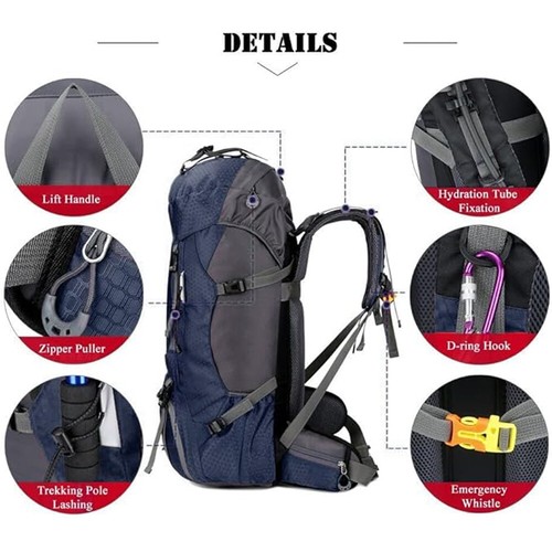 60L Waterproof Backpack Rucksack Large Trekking Bag For Outdoor Camping Hiking - Picture 4 of 13