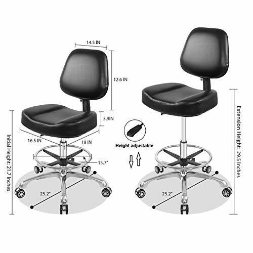Rolling Stool Adjustable Drafting Chair Heavy Duty With Wheels For Office Home 