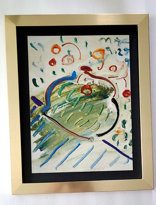 PETER MAX + POP ART +  1990'S SIGNED PRINT  + NEW GOLDEN FRAME!