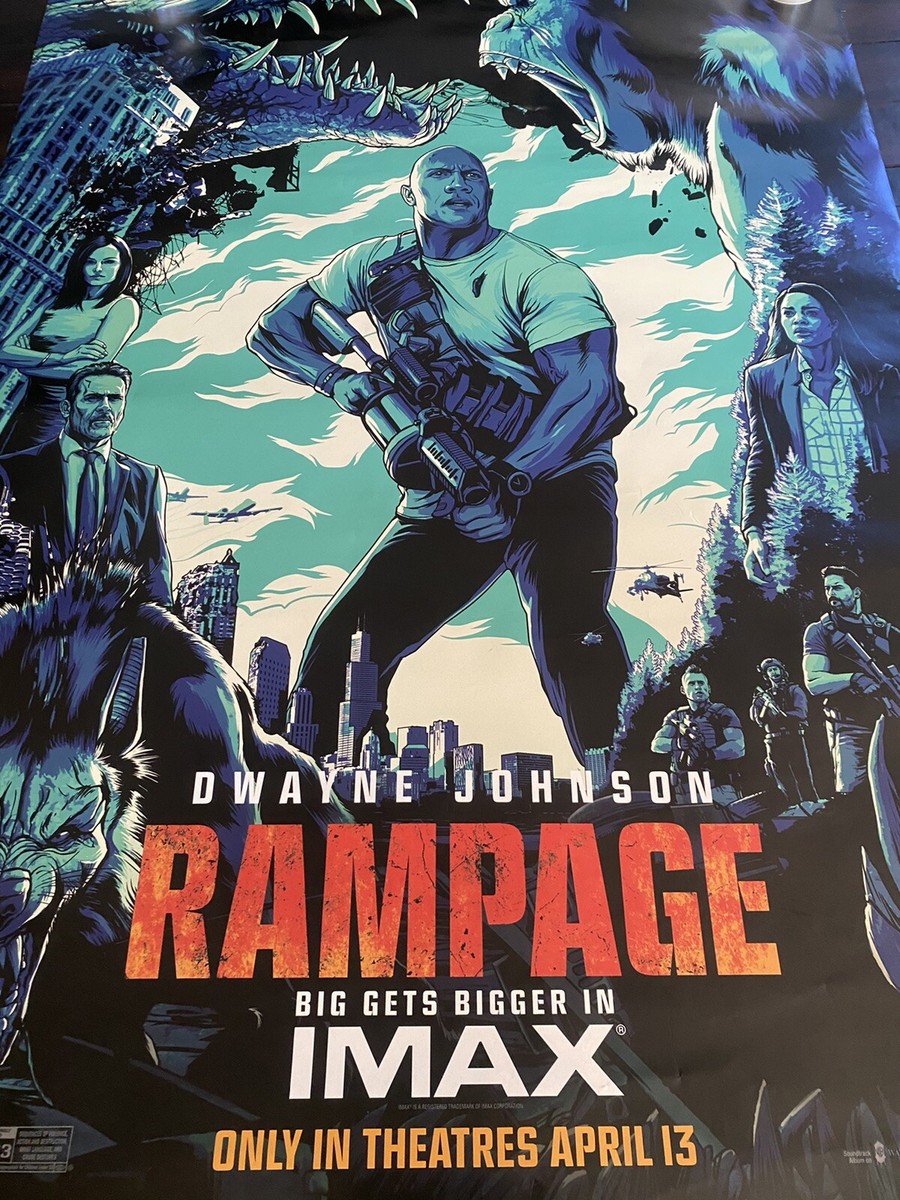 Rare Huge Rampage Dwayne Rock Johnson BUS STOP IMAX MOVIE POSTER