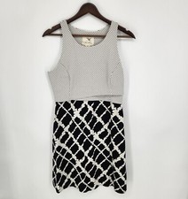 Anthropologie Tabitha Womens Aleida Dress Sleeves Black White Print Size 4