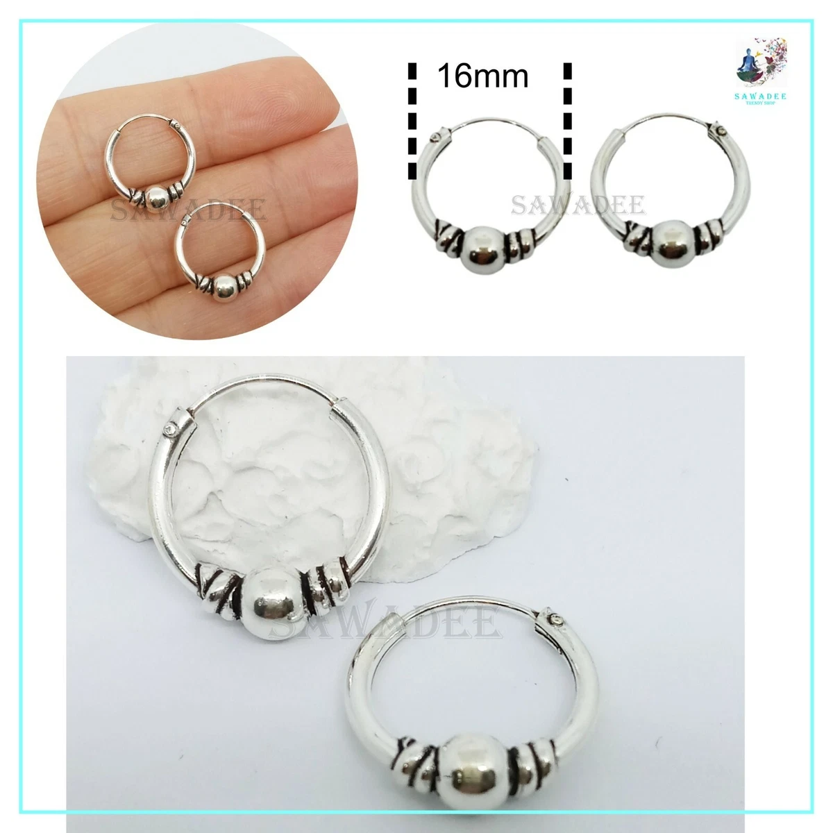 Orecchini Cerchio Piccoli Argento - Foto 11