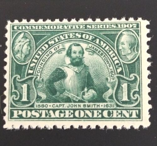 #328- 1907 James Town One Cent Briefmarke Captain John Smith. Hervorragende postfrisch... - Bild 1 von 3