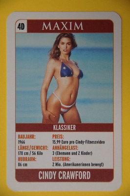 Cindy Crawford  - 2003 Original Maxim card - published in Germany 