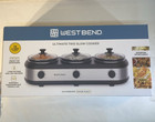 West Bend Triple Slow Cooker, 3x 2.5qt, Stainless/Black