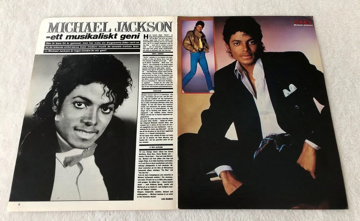 MICHAEL JACKSON 1983 Clipping Poster Swedish Music magazine OKEJ