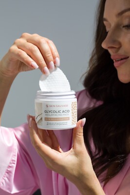 2 PACK SKIN SAUVAGE Glycolic Acid 20% Resurfacing Peel 50 Pads BNIB