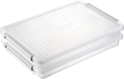 BTSKY 2 Pack A4 Plus Clear Plastic Stackable Storage Box Desk Transparent 