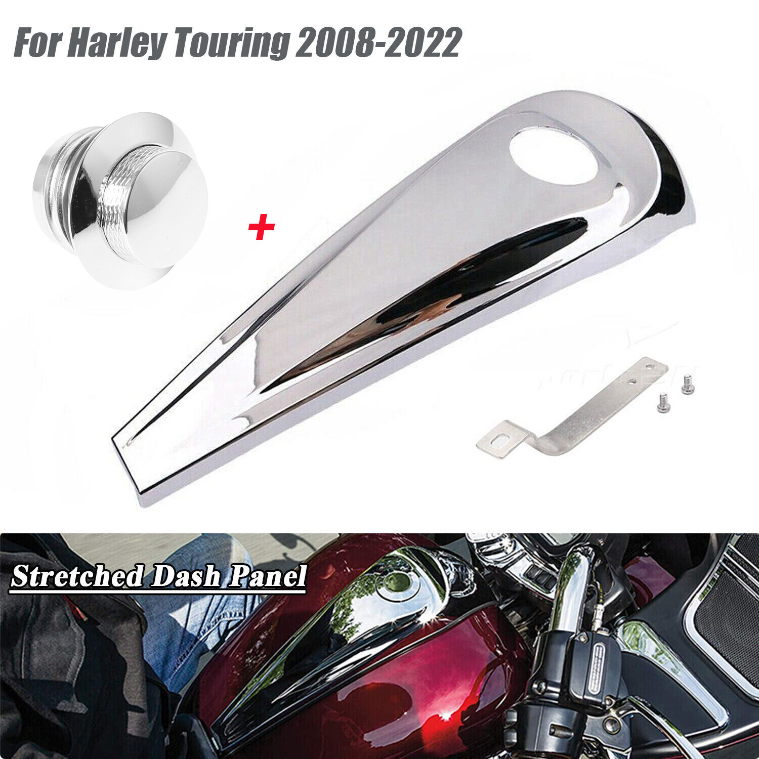 Chrome Dash Fuel Console+Gas Tank Cap Cover For Harley Electra Road Glide 08UP eBay