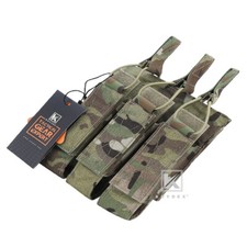 KRYDEX Triple Open Top Magazine Pouch Tactical Mag Carrier Holder MOLLE MC Camo