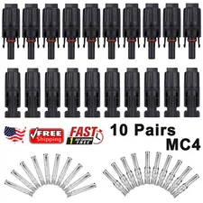 10 Pairs MC4 Wire Connectors Kits Male Female Solar Cable Connectors Waterproof 