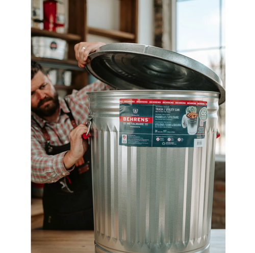 High Quality 31-Gallon Rust Resistant Steel Kitchen In/Outdoor Trash Can w/ Lid - Picture 9 of 10