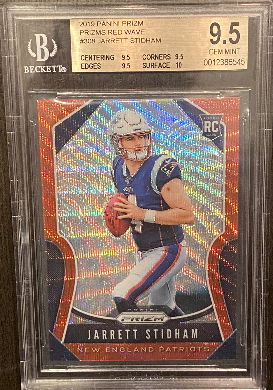 🔥2019 Panini Prizm Red Wave Jarrett Stidham ROOKIE #/149 #308 BGS 9.5 GEM MINT