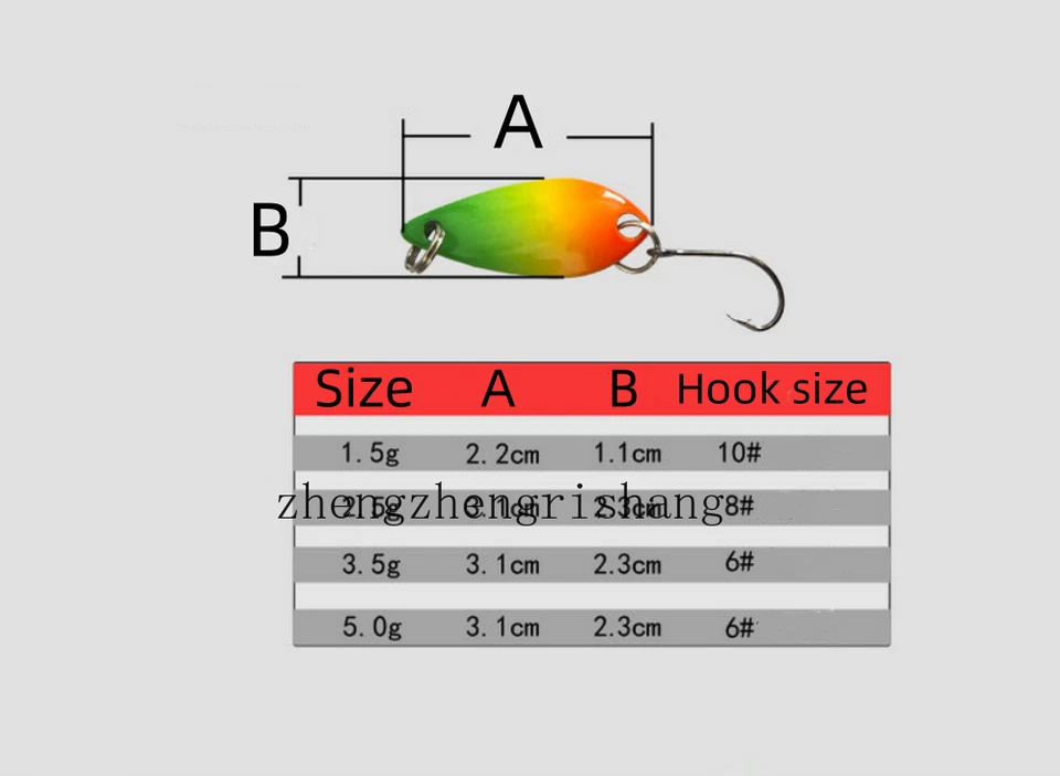 Señuelo de cuchara de metal colorido 12 piezas señuelo de pesca trucha lubina cebos hilanderos ganchos de plantilla Foto 3 de 4