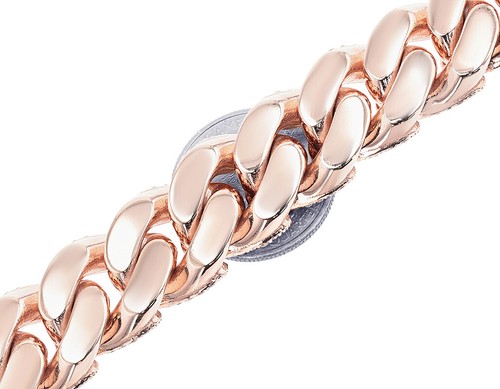 4-Row 17 3/5 CT Diamond Miami Cuban Link Bracelet 18.5 MM 8" 10K Rose Gold - Picture 3 of 5