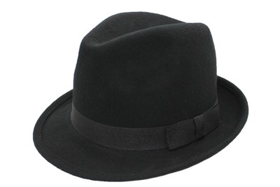 Herren klassische Qualität Filz Fedora Trilby Mütze 100 % Wolle neu 3 Farben 3 Größen