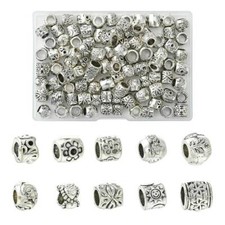 100x Alloy Heart Rondelle Barrel Large Hole Spacer Beads for DIY Jewelry Making