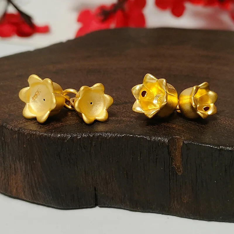 PANTOFOLA D’ORO 1pcs Ciondolo donna oro giallo puro 999 24K fiore orchidea portafortuna 3D 0 5 0 7g