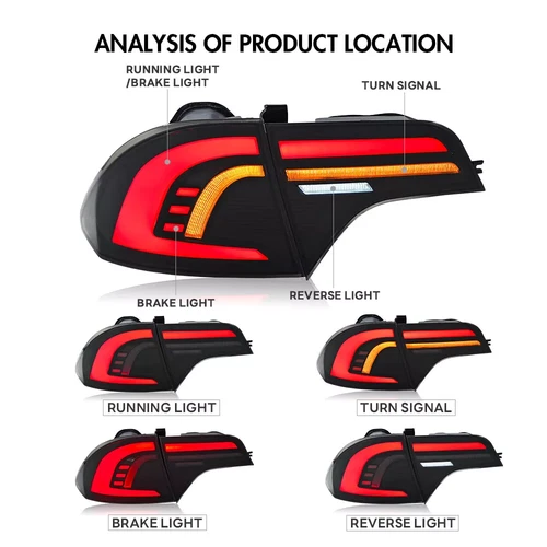 Red Tube LED Brake Tail Lights Sequential Turn Signal For 06-11 Civic Sedan 4-DR - Picture 7 of 22