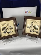 VTG 1987 Scherenschnitte Framed Designs with Scissors Husband And Wife Amish Pic