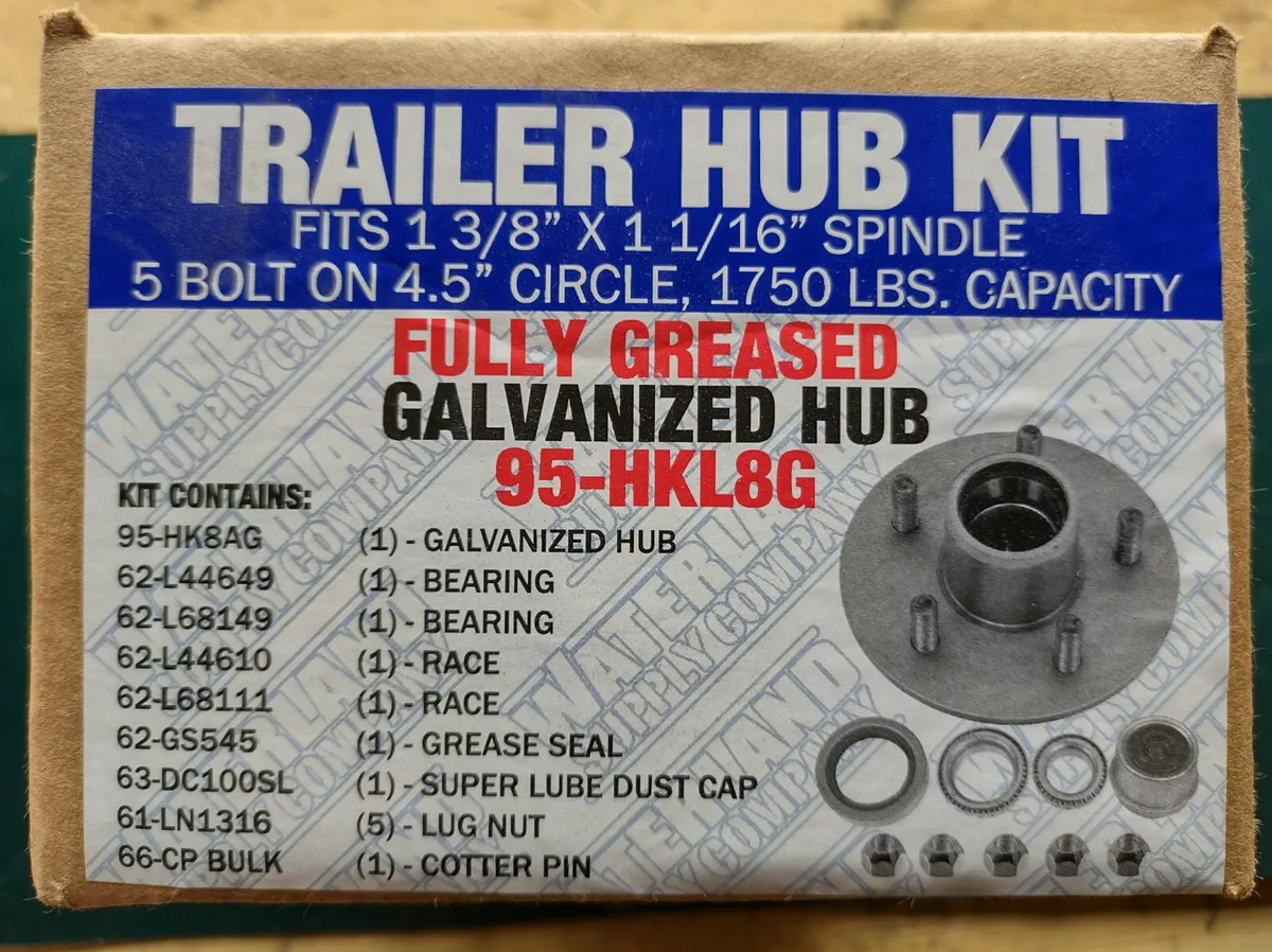 Boat Trailer Hub Kit 3500lb Galvanized 5 Lug Fully Greased