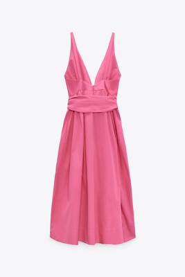 Zara Woman Tied Poplin Dress Pink 8014/435 Sz M | eBay