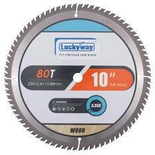 Luckyway 10 Inch Table/Miter Saw Blade 80T Ultra Finish Wood 80T, Silver 