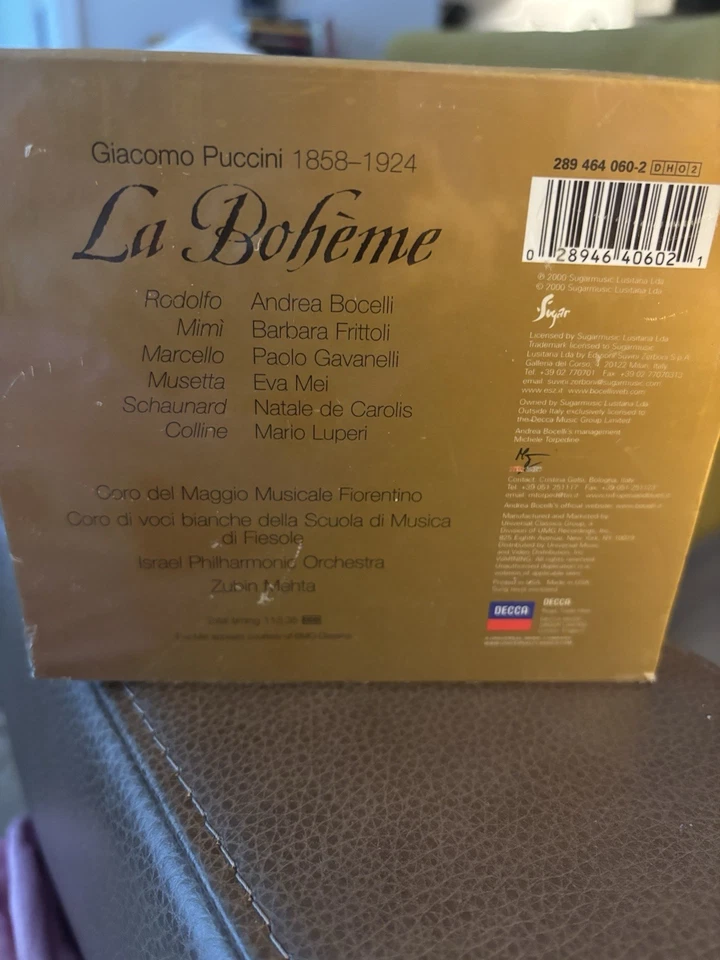 Factory Sealed La Boheme by Andrea Bocelli Barbara Frittoli CD 2-Disc Set - Image 2 of 4