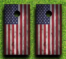 CH211C USA Flag Cornhole Board Wrap LAMINATED Wraps Decals Vinyl Sticker